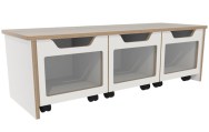 Opbergbank 3 rolbakken B120 Grey Craf Oak combi Wit Tangara Groothandel